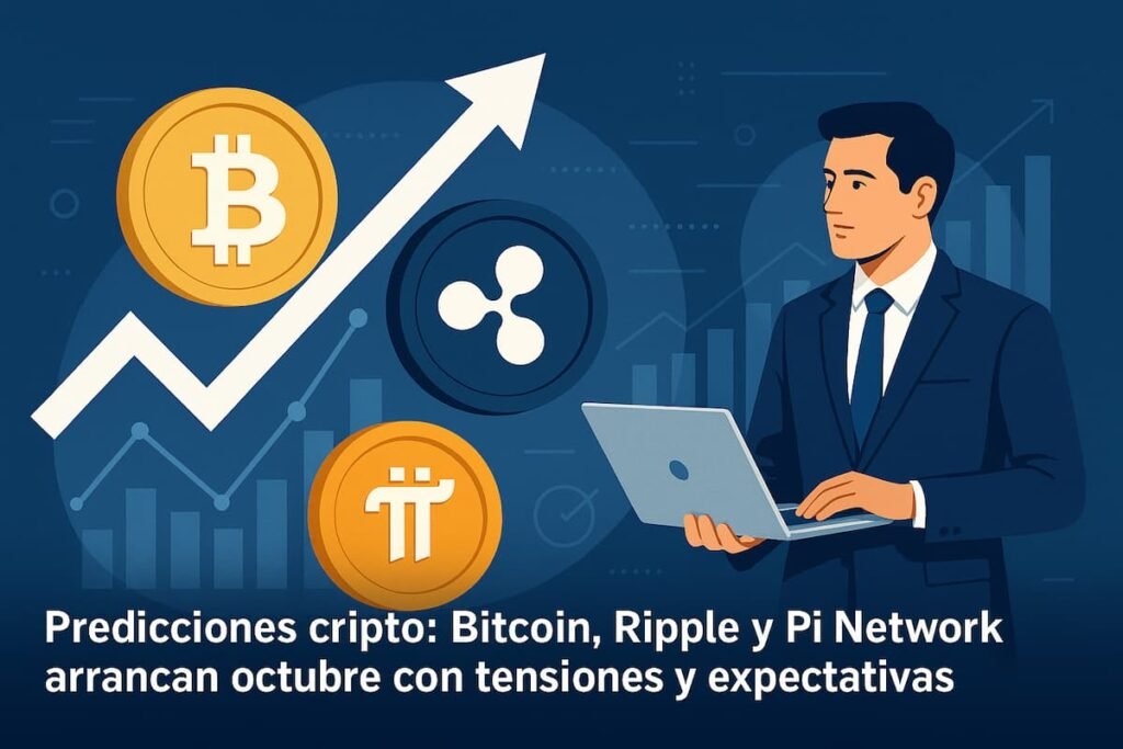Bitcoin Ripple y Pi Network arrancan octubre con tensiones y expectativas